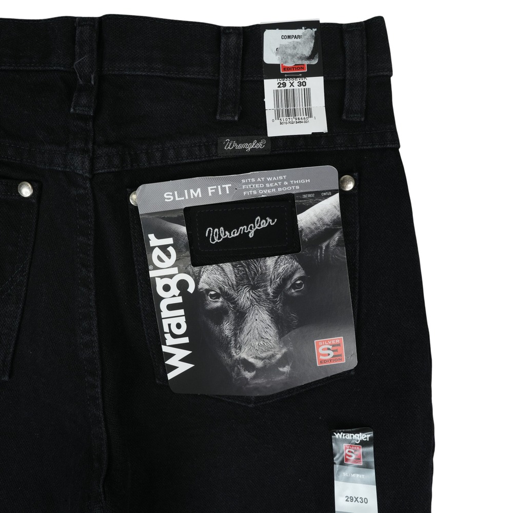 Wrangler Slim Fit Jeans Mens 29x30 Black Silver Edition Western Cowboy Rodeo
